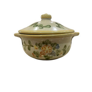 Louisville‎ Stoneware 9.5" Casserole Covered Dish w Lid Round Multicolor Flower